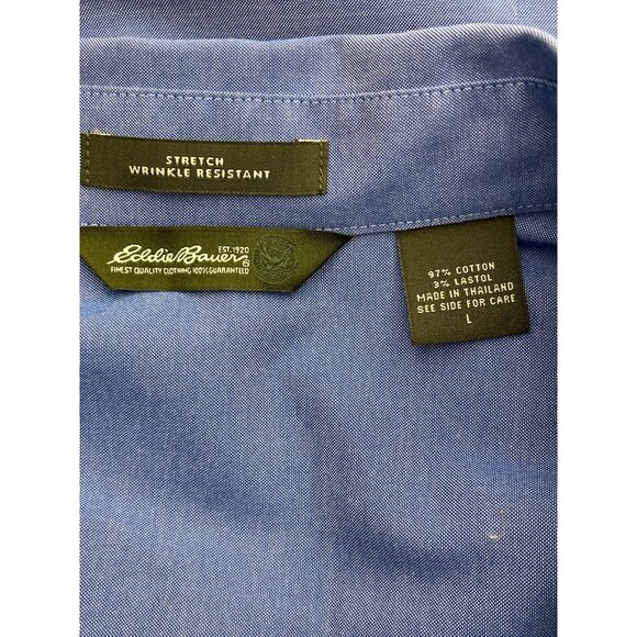 Eddie Bauer Men Blue Stretch Wrinkle Resistant Long Sleeve Button Down Shirt Siz - Picture 6 of 6
